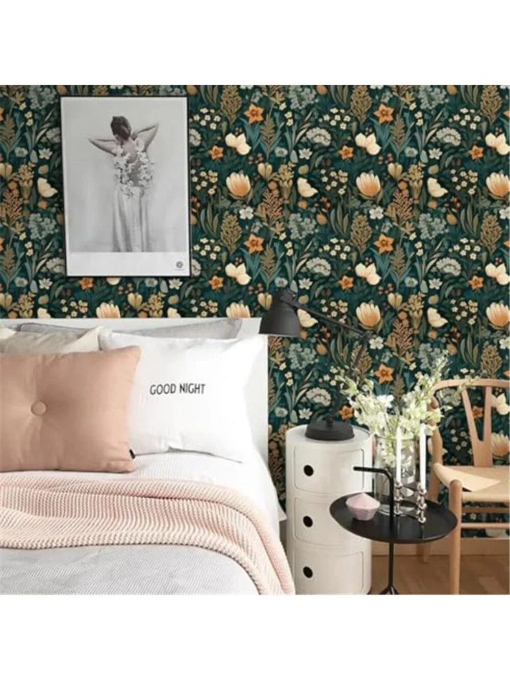Dark Floral Peel Stick Wallpaper Vintage Vinyl Removable Contact Paper Decor
